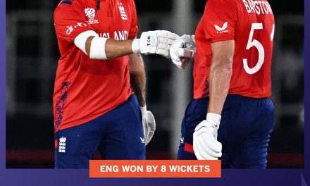 Victory for England over West Indies by 8 wickets
