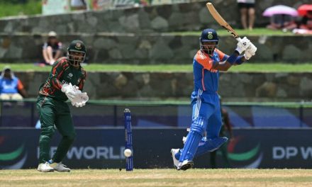 India 196/5 in 20 overs (H Pandya 50*, V Kohli 37, T Sakib 2/32) vs Bangladesh in a T20 World Cup Super 8 match